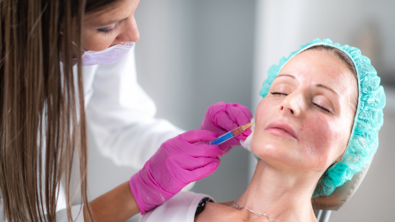 Sculptra being injected into cheek to restore volume