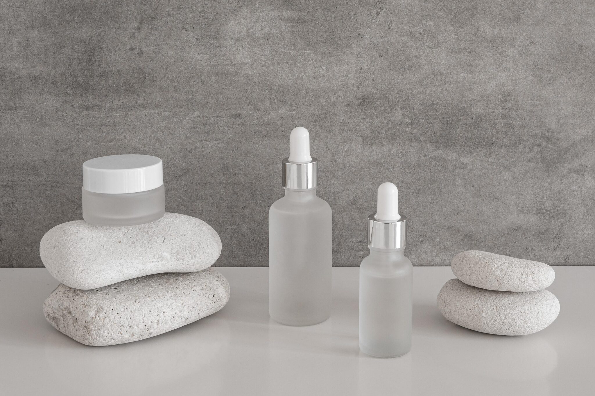 Minimalist skincare setup with clean beauty products.