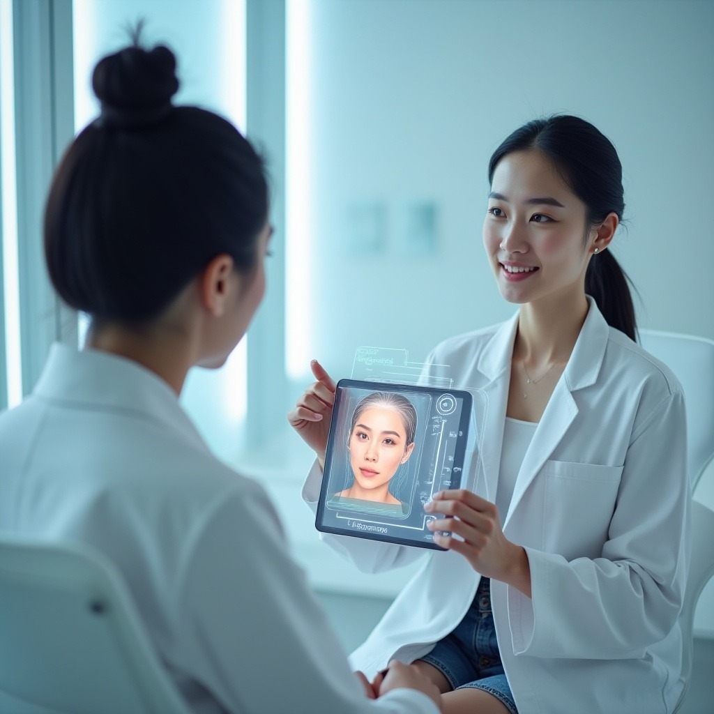 AI-assisted preventive Botox consultation in aesthetic clinic
