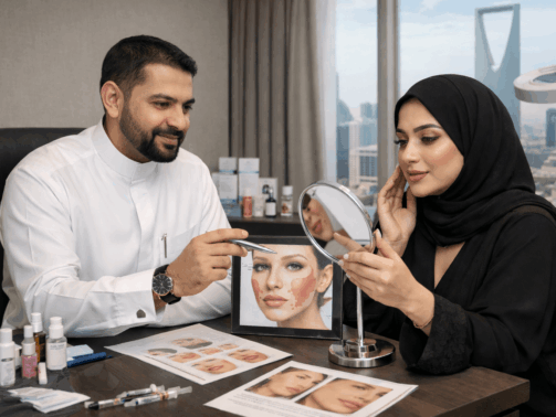 Dr Saud Al-Obaida consultation for lip and cheek enhancement in Riyadh