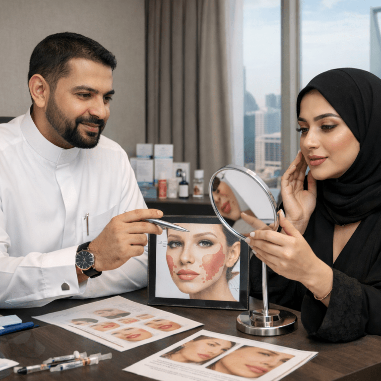 Dr Saud Al-Obaida consultation for lip and cheek enhancement in Riyadh
