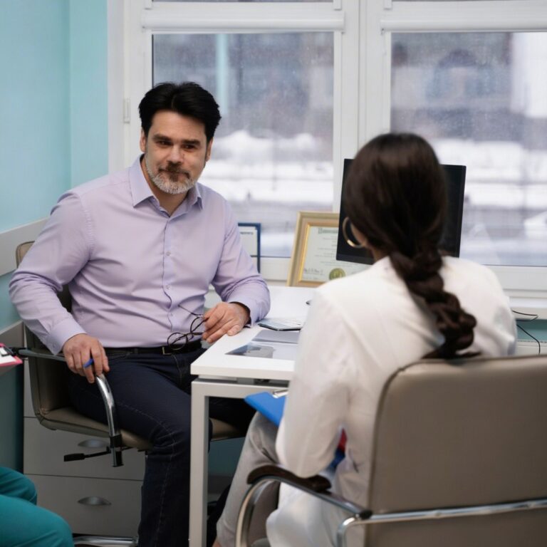 Dr Haitham Al-Gzlan consulting patient for Sculptra in Riyadh